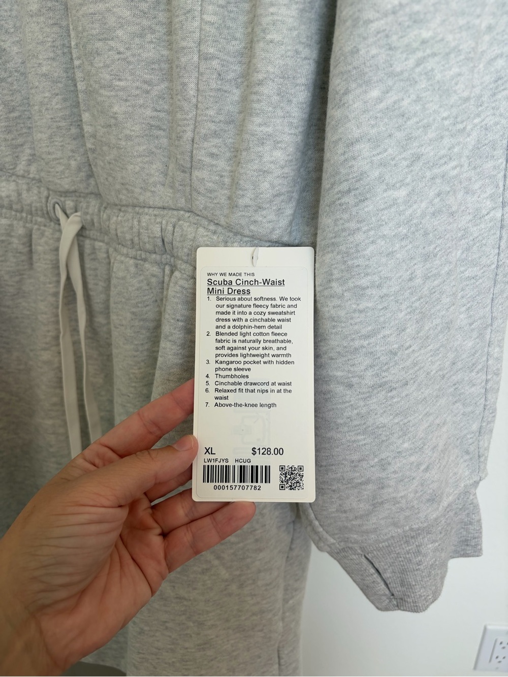 lululemon athletica Light Gray Scuba Cinch-Waist Midi Dress
